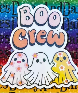 Boo Crew Pastel Hippie Ghost Iridescent Sticker