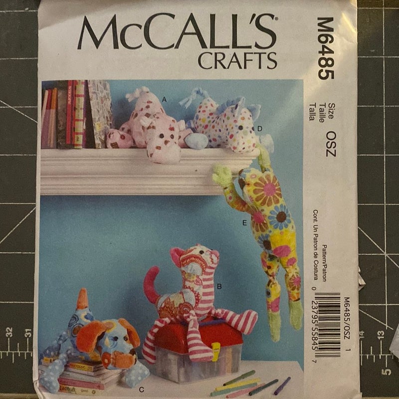 McCall’s 6485 stuffed animals sewing pattern 