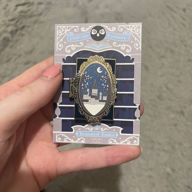 Spinning Silver Treasured Tombs pin Owlcrate