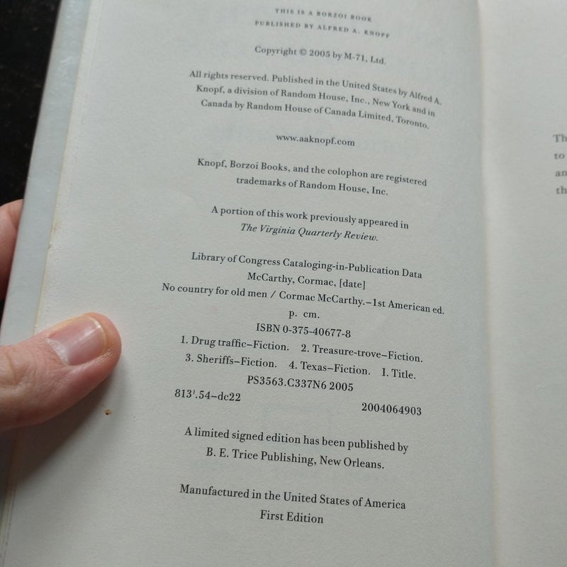 No Country for Old Men *First Edition*