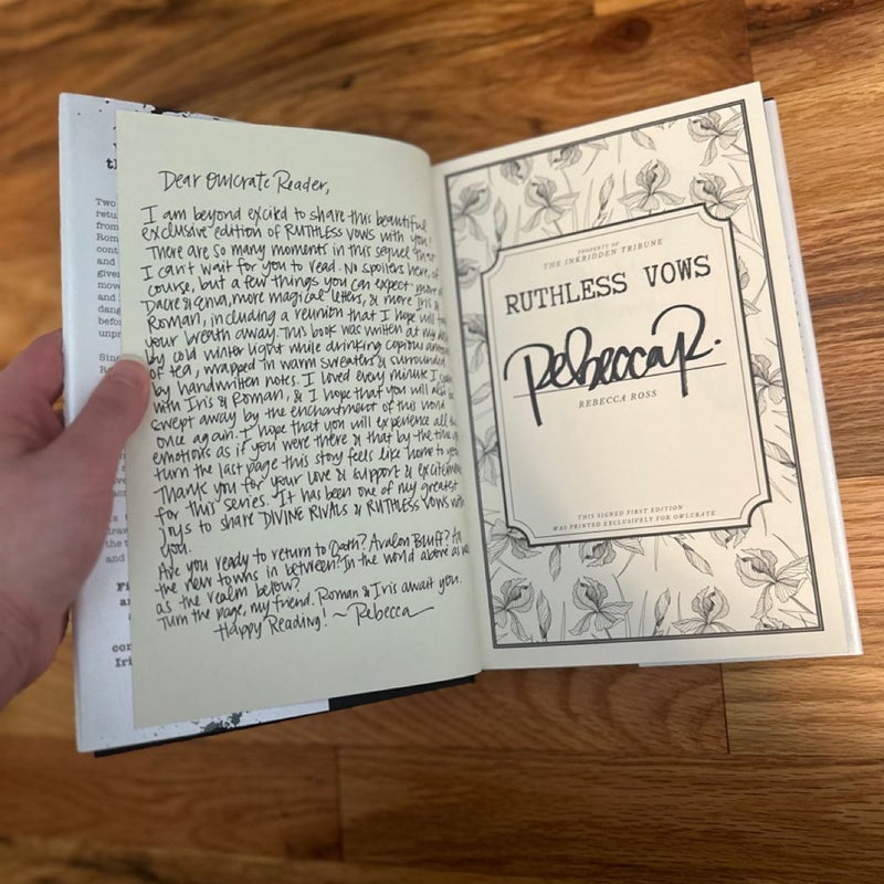 New owlcrate edition signed ruthless vows by Rebecca Ross