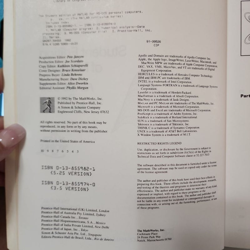 The student edition of Matlab