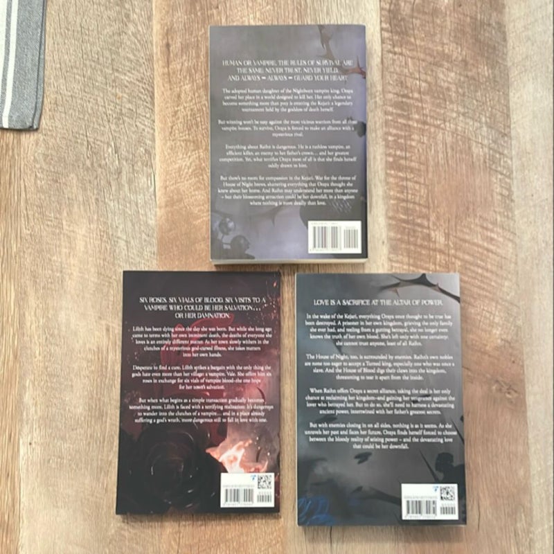 OOP Indie Paperbacks, Crowns of Nyaxia Series: The Serpent and the Wings of Night, The Ashes & The Star Cursed King, and Six Scorched Roses