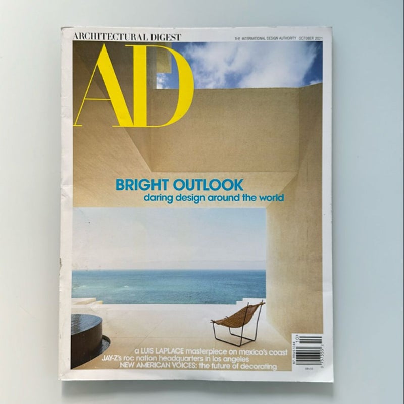 Architectural Digest Magazine. October 2021 Issue. Bright Outlook Daring Design Around the World.