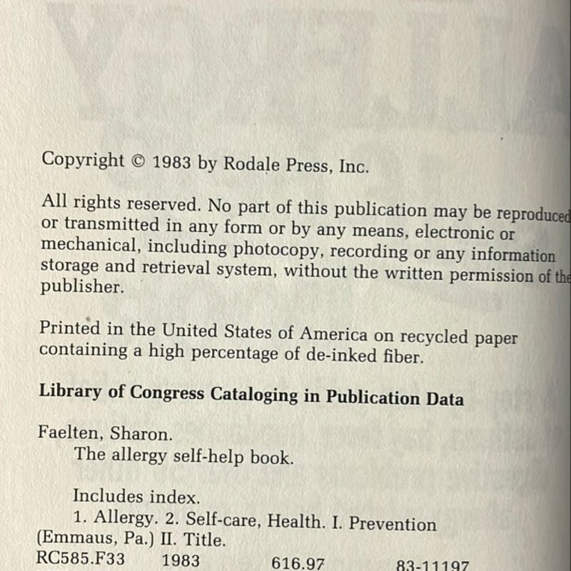 The Allergy self-help Book