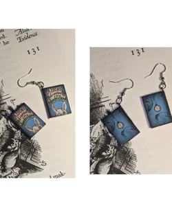 Handmade Alice’s Adventures in Wonderland Book Earrings 