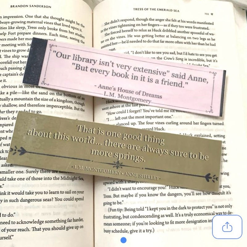 Set of Anne of Green Gables quote bookmarks