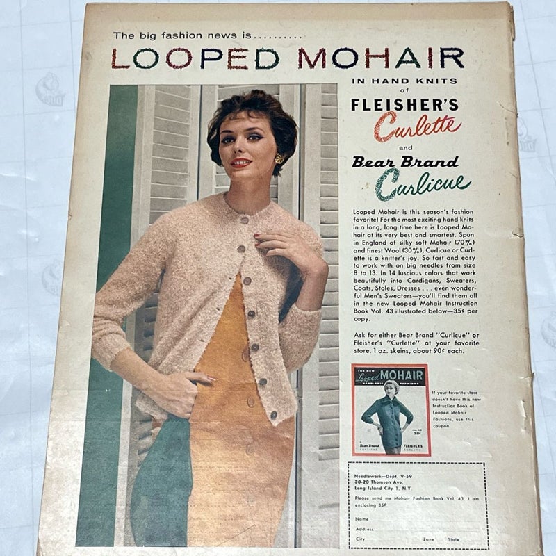 Vintage KNITTING Vogue Book Spring Summer 1959 Magazine, How To Knit With Mohair