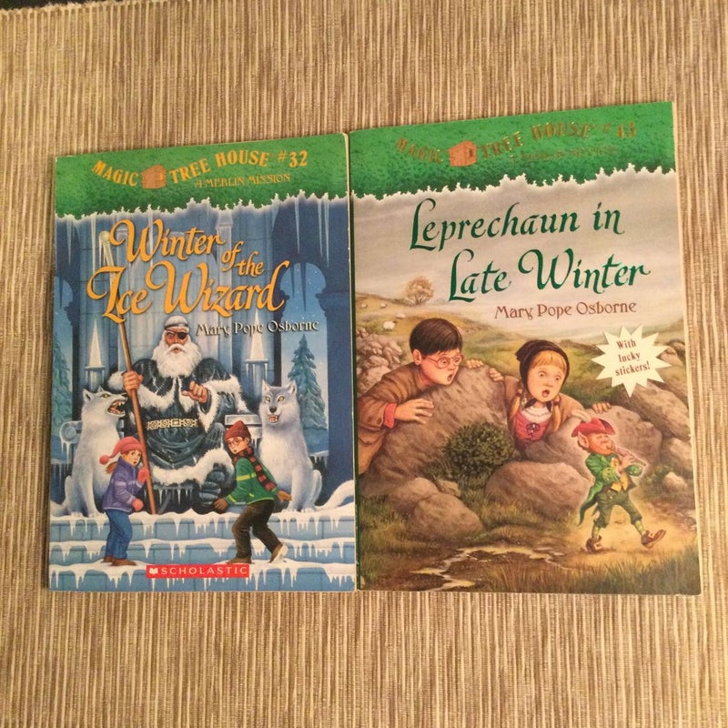 Magic Tree Merlin Mission Books: Leprechaun in Late Winter #43 &  Winter of the Ice Wizard #32 