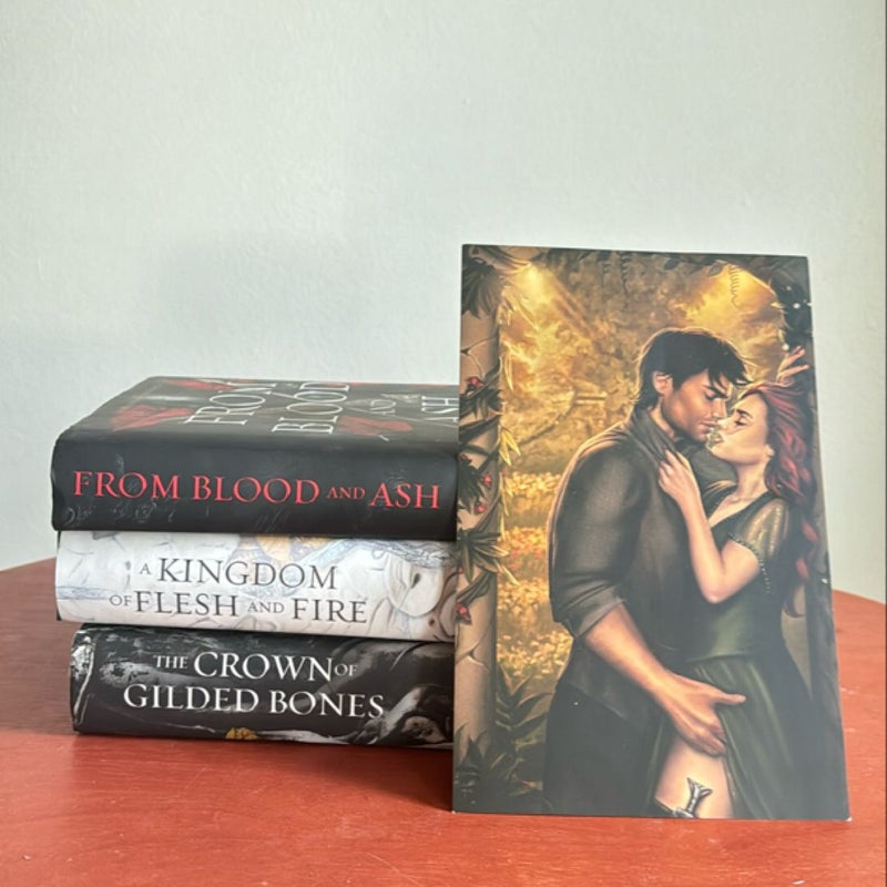From Blood and ash, A Kingdom of Flesh and Fire, and The Crown of Gilded Bones 1-3 set 
