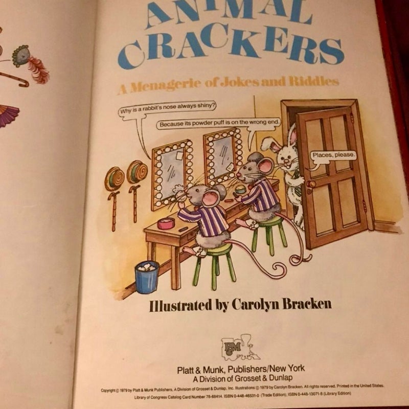 Vintage 1979 Animal Crackers A Menagerie Of Jokes & Riddles HC Book