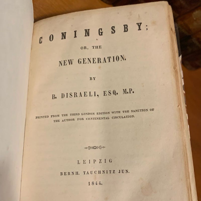 Coningsby, Vintage 1844 Leipzig Edition