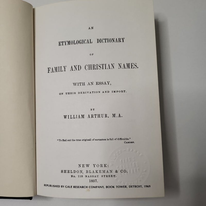 An Etymological Dictionary of Family and Christian Names