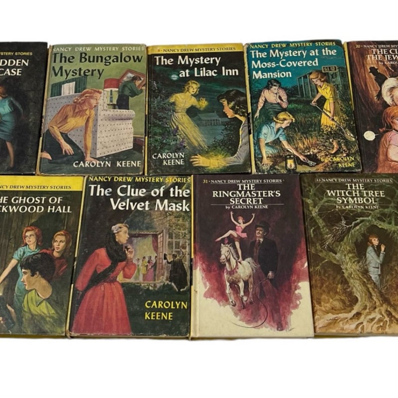 Lot of 18 Different Nancy Drew Books Vintage "Matte" Covers Yellow Spine