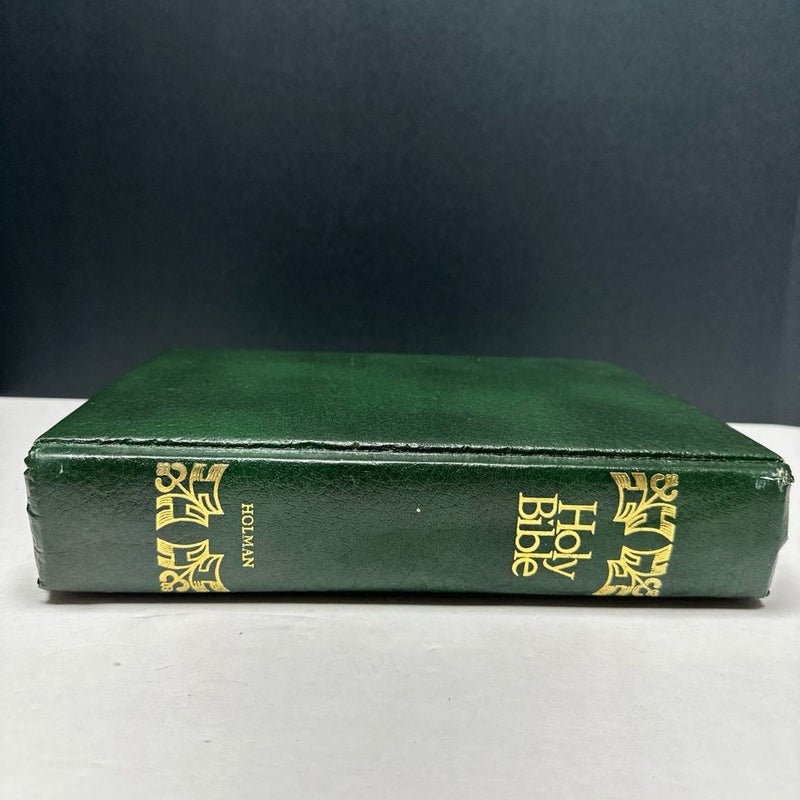 HOLY BIBLE HOLMAN 1970 Green Large Print Family Bible KJV Illustrated Hardcover