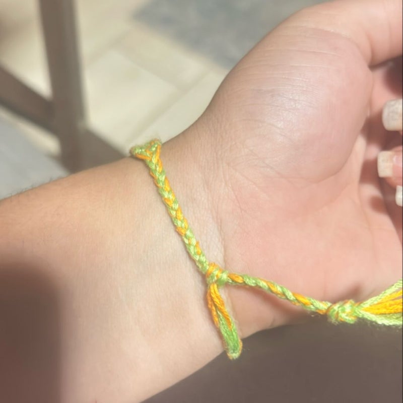 Orange and Green bracelet and mini keychain 