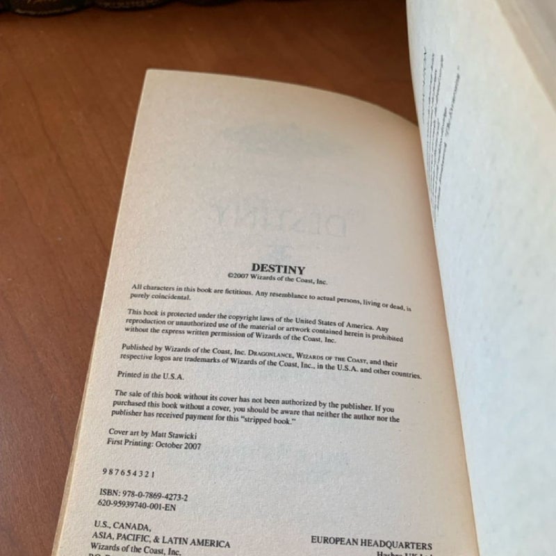 DragonLance: Destiny, Elven Exiles 3, First Edition First Printing