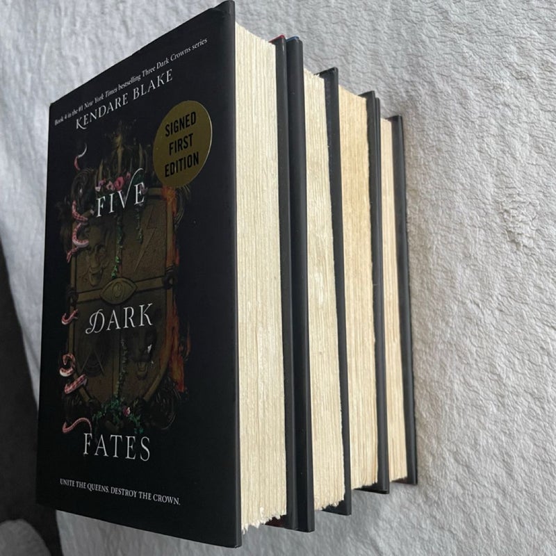 * SIGNED Hardcover Three Dark Crowns Bundle: Three Dark Crowns, One Dark Throne, Two Dark Reigns, Five Dark Fates