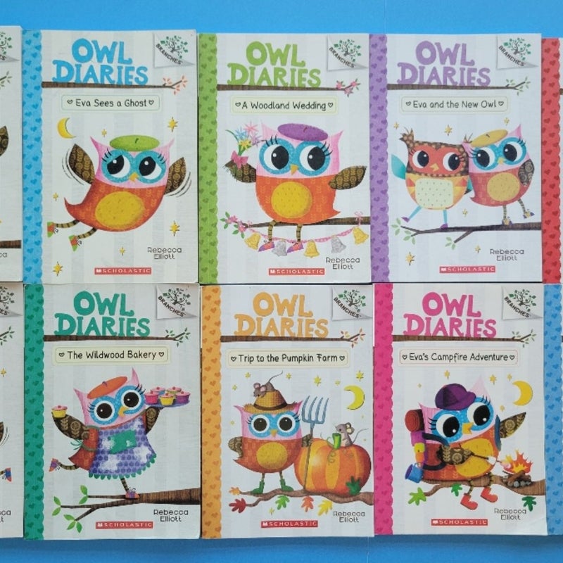 OWL & UNICORN DIARIES BOOK LOT OF 15 ALMOST FULL SET BY REBECCA ELLIOTT BRANCHES