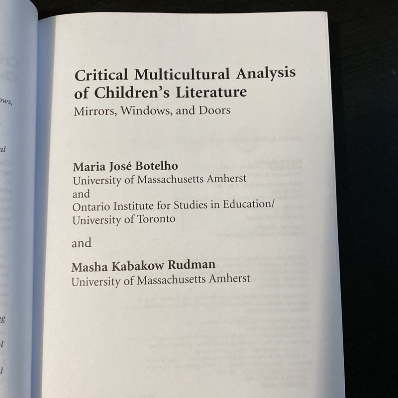 Critical Multicultural Analysis of Children’s Literature 
