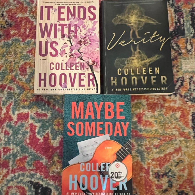 Colleen Hoover VG PB Book Lot Of 3 It Ends With Us, Verity, Maybe Someday