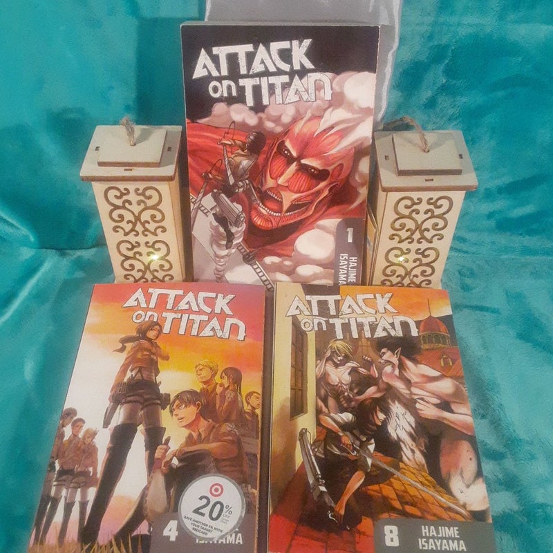 Attack on Titan volumes 1 , 4, & 8manga lot