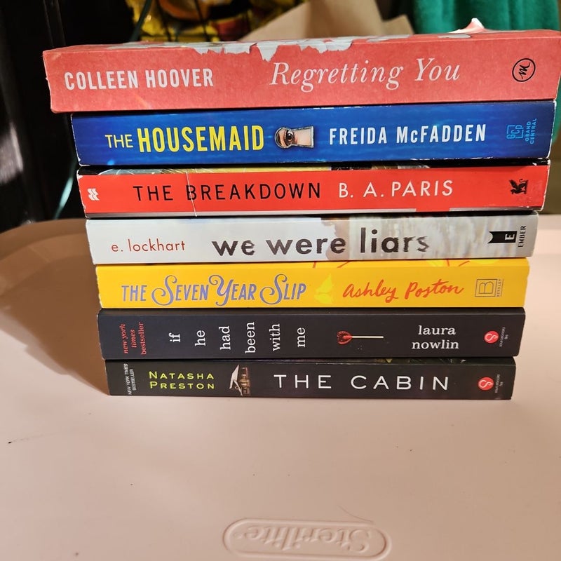 The Seven Year Slip, freida mcfadden, colleen hoover, b a paris, we were liars