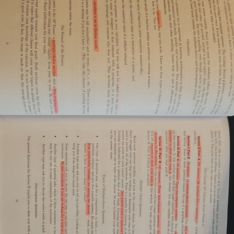 Multiple Choice & Free-Response questions in preparation for the AP calculus (AB) examination