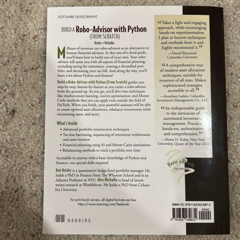 Build a Robo-Advisor with Python (from Scratch) by Rob Reider, Alex ...