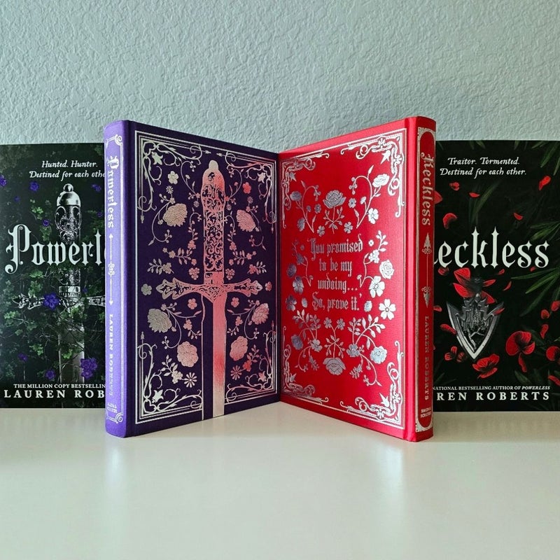 Powerless & Reckless Waterstones UK Exclusive Editions Sprayed Edge Dust Jacket Art