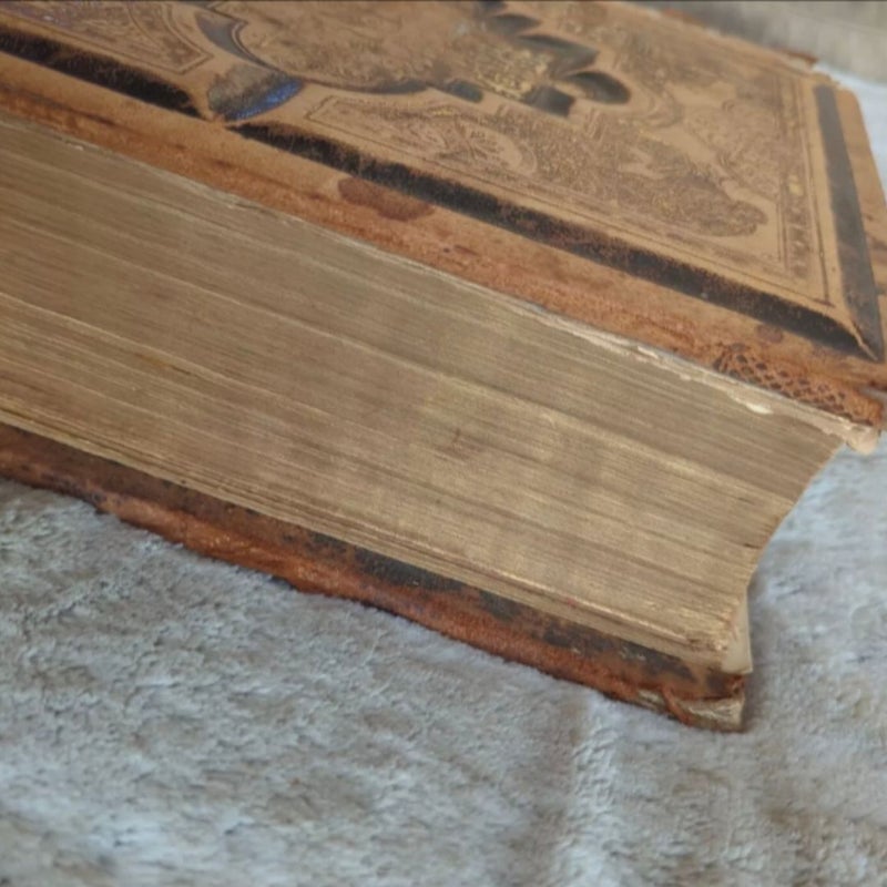 Pictorial BIBLE  1881 Leather HC Parallel Bible Dictionary Cities Of Bible As Is