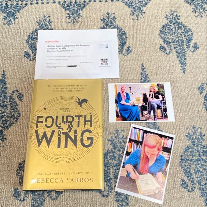 Signed UK edition Fourth Wing by Rebecca Yarros 