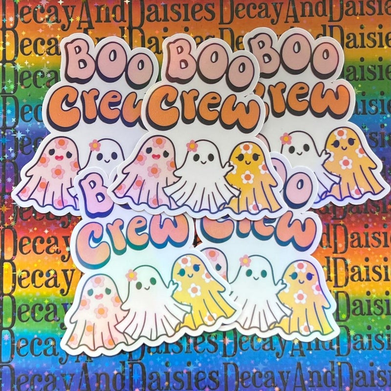 Boo Crew Pastel Hippie Ghost Iridescent Sticker