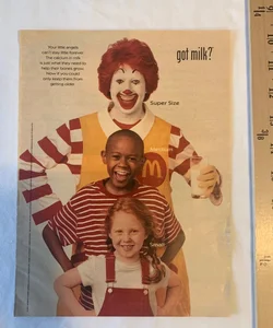 Ronald MacDonald Got Milk 2001 Magazine Ad 