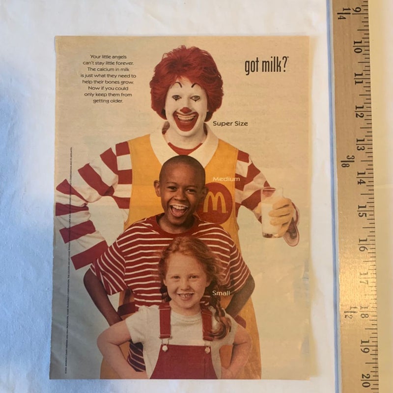 Ronald MacDonald Got Milk 2001 Magazine Ad 