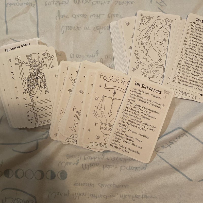 Inked Goddess Creations color your own tarot & Witch Affirmation & Simple Spell Cards