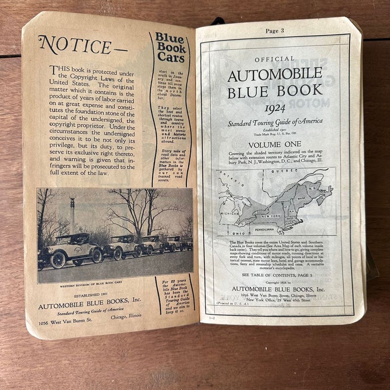 Automobile Blue Book with Original Map Holder