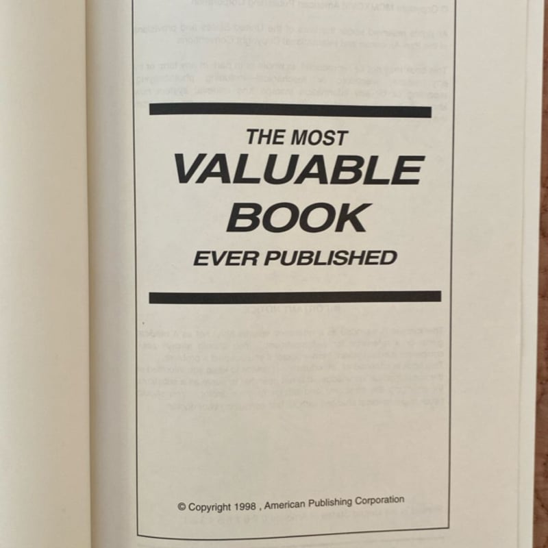 The Most Valuable Book Ever Published (1998) by American Publishing ...