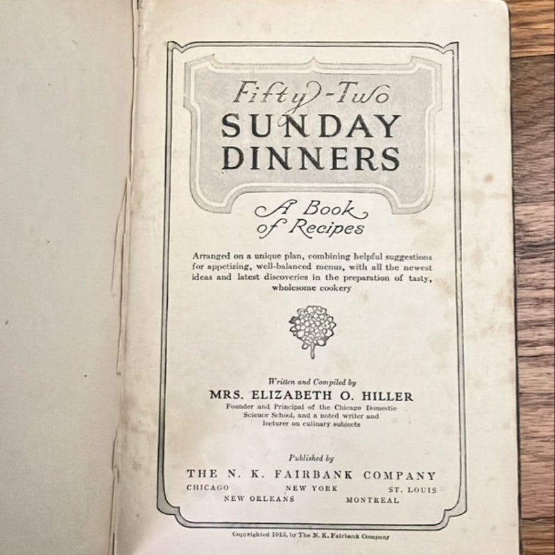 Fifty-Two Sunday Dinners