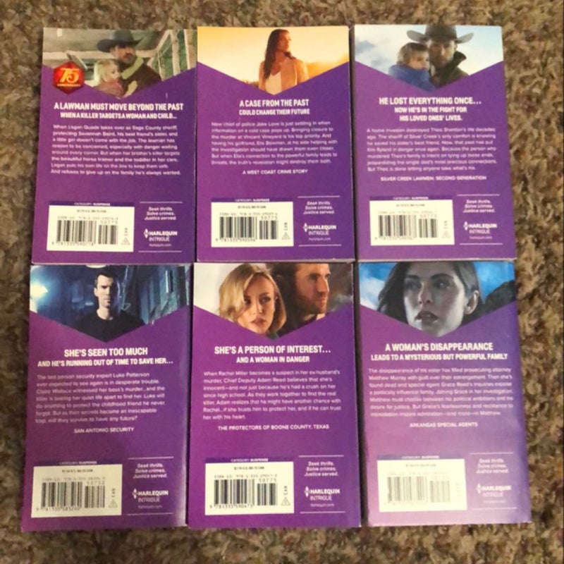 Lot of 6 Harlequin Intrigue Large Print Romance Novels