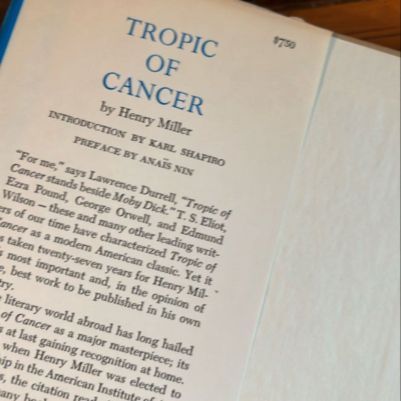 TROPIC OF CANCER 1961 HC DJ Excellent