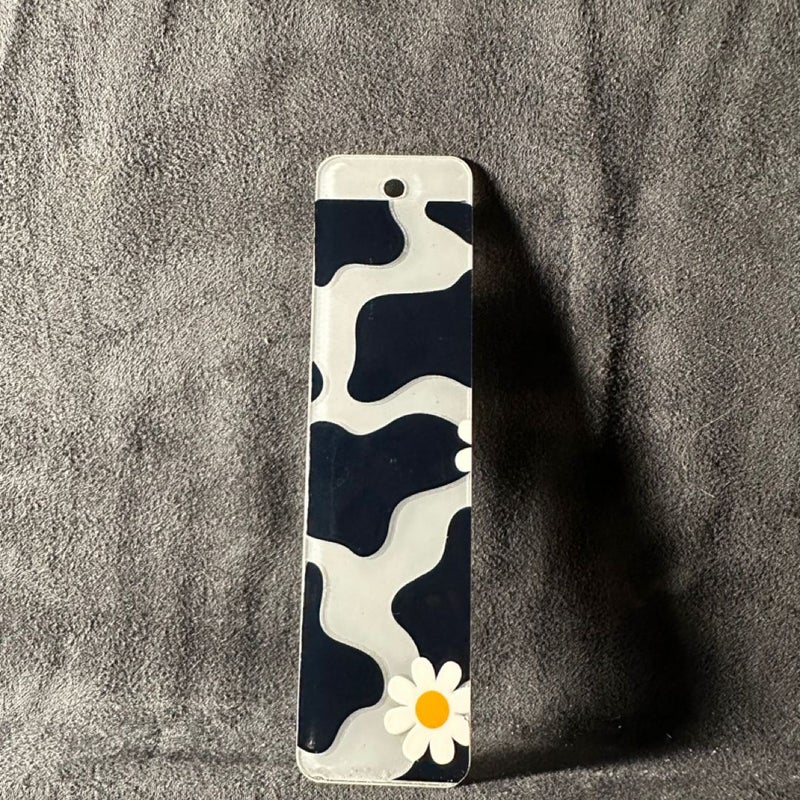 Cow print small clear acrylic bookmark