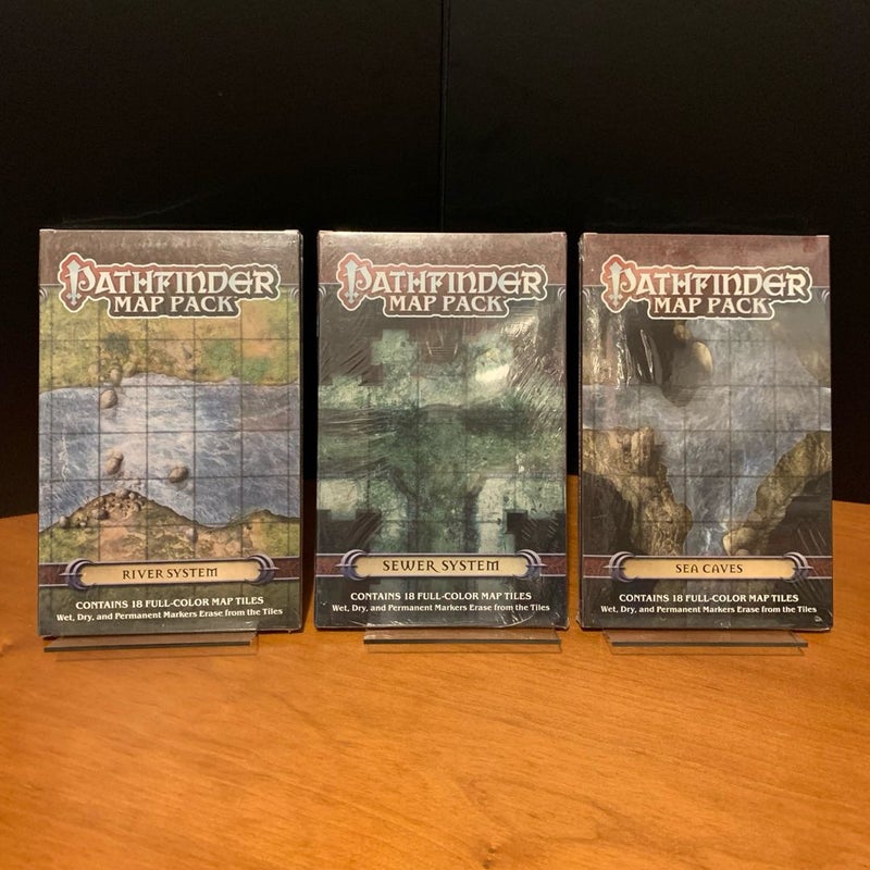 Pathfinder Map Pack Lot: River System, Sewer System, Sea Caves, NEW in wrap