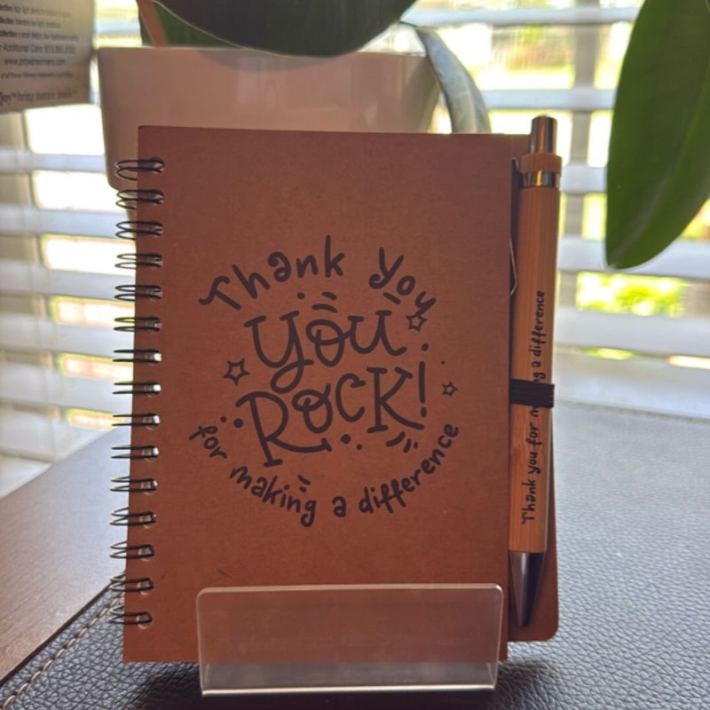 Notebooks & Pens!  Small inspirational matching notebooks and pens.