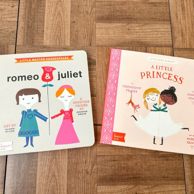 Set of Two Kids Board Books - BabyLit Book - Romeo and Juilet / Little Princess