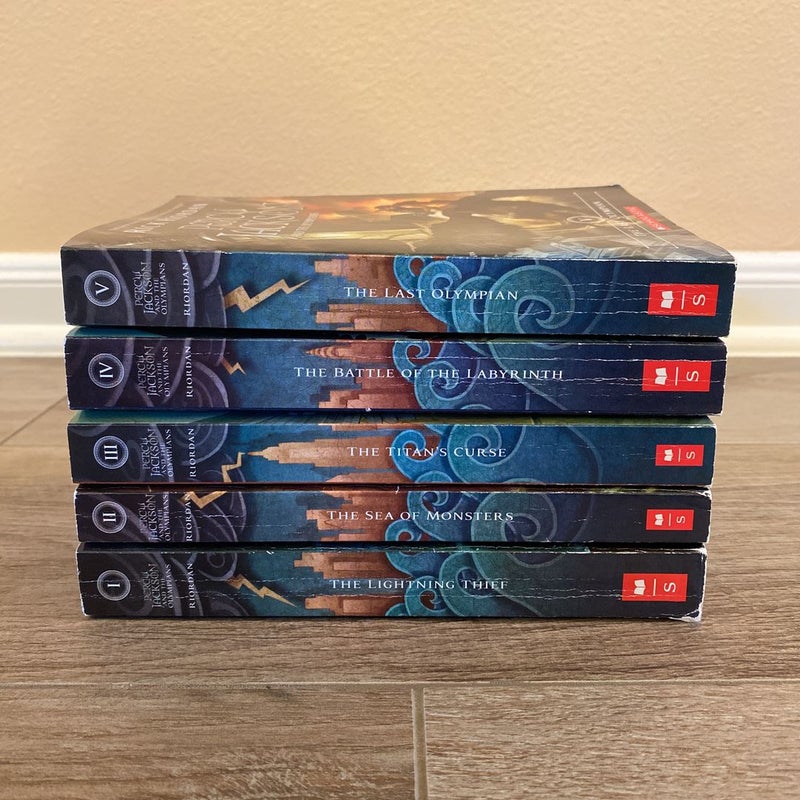 Percy Jackson and the Olympians Series (The Lightning Thief, The Sea of  Monsters, The Titan's Curse, The Battle of the Labyrinth, The Last  Olympian) by Rick Riordan, Paperback