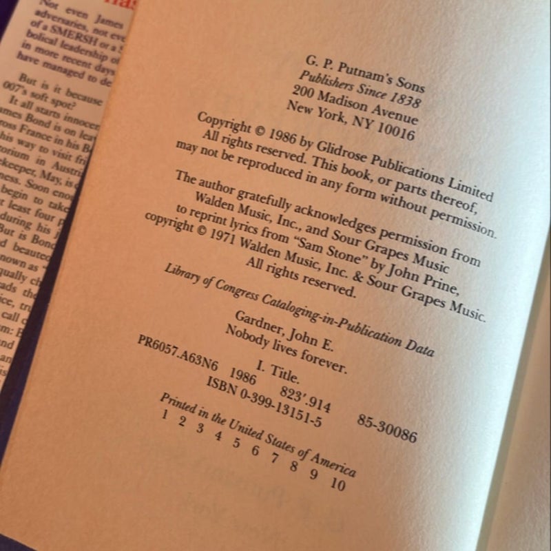 James Bond: Nobody Lives Forever - 1st Edition - John Gardner