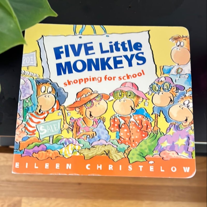 Five Little Monkeys Shopping for School Board Book