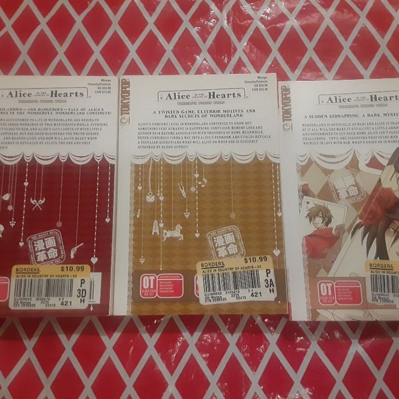 Alice in the Country of Hearts Tokyopop manga 1,2,3 