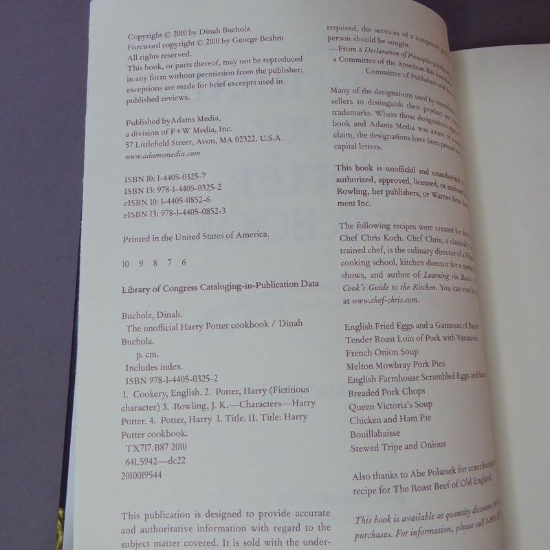 The Unofficial Harry Potter Cookbook
